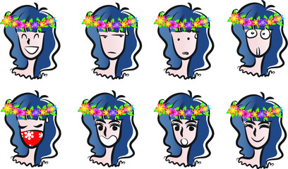 vector cartoon beauty emoji set