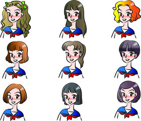 vector cartoon beauty emoji set