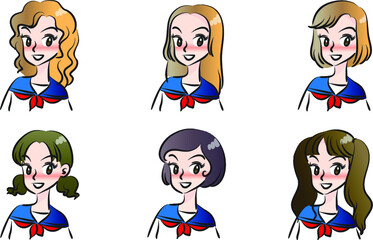 vector cartoon beauty emoji set