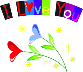 vector drawing i love you card