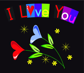 vector drawing i love you card
