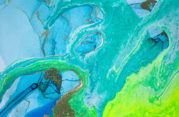 green and blue abstract liquid ink pattern