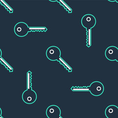 Line Key icon isolated seamless pattern on black background. Vector.