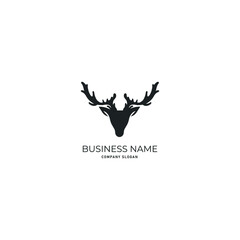 illustration of deer head logo icon design with black colour and white background