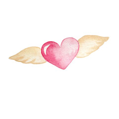Pink flying heart with beige wings