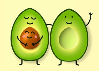 Avocado Familie mit Baby 