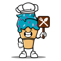 cute ice cream cartoon mascot character