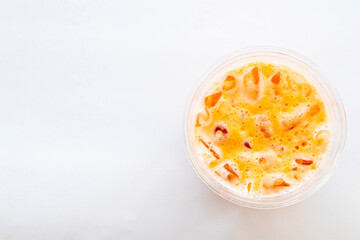 iced drinks milks tea for health care tasty arrangement flatlay style on background white 