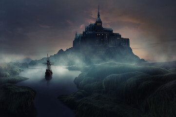castle in the fog - Powered by Adobe