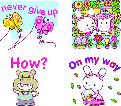 vector cartoon rabbit emoji set