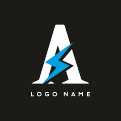 Letter A with electrical sign logo template