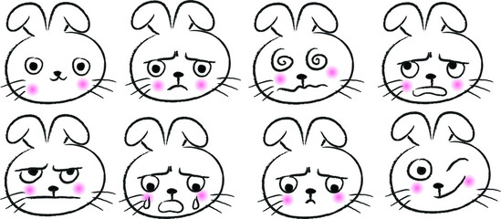 vector cartoon rabbit emoji set
