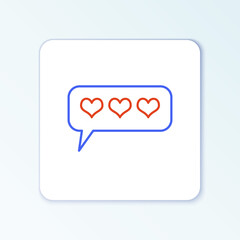 Line Like and heart icon isolated on white background. Counter Notification Icon. Follower Insta. Colorful outline concept. Vector.