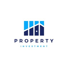 house bar chart property investment logo vector icon illustration