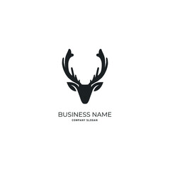 illustration of deer head logo icon design with black colour and white background