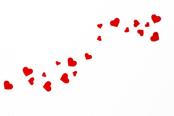 red heart composition on white background. Love and wedding concept. Minimalism
