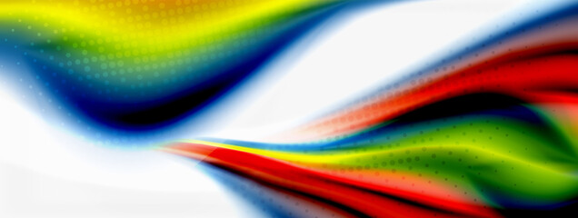 Abstract Background. Smooth flowing lines, blurred waves, rainbow color style stripes. Vector illustrations for covers, banners, flyers and posters and other