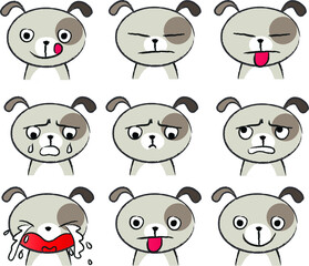 vector cartoon dog face emoji set