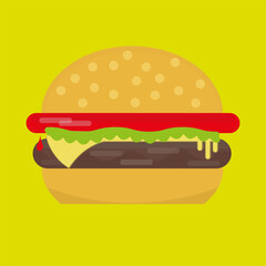 Vector cheeseburger on a light green background