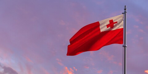 3d rendering of the national flag of the Tonga