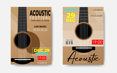 Minimalist Music poster, The acoustic music festival, Music poster, flyer, brochure template. vector illustration