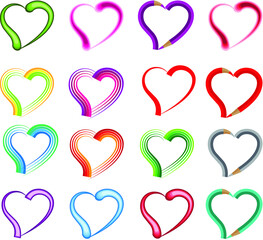 vector drawing heart shape design icon set