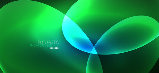 Neon ellipses abstract backgrounds. Shiny bright round shapes glowing in the dark. Vector futuristic illustrations for covers, banners, flyers and posters and other