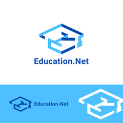 Initial K combine with toga hat icon for education business logo design template