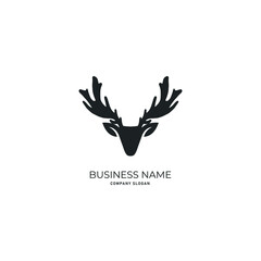 illustration of deer head logo icon design with black colour and white background