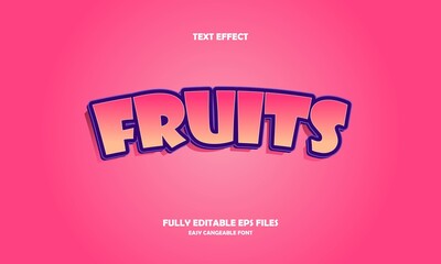 modern text effect fruits editable vector illustration