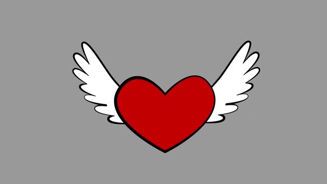 heart flies. A big heart with wings flies. Valentine's Day