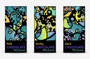 Chocolate Bar Packaging Set. Vector Template