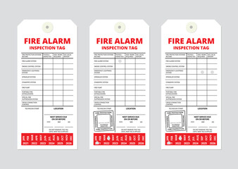Fire alarm inspection tag template. Used by fire protection technicians during fire alarm testing or inspection to mark parts and components with good working order, impaired or non-operational. 
