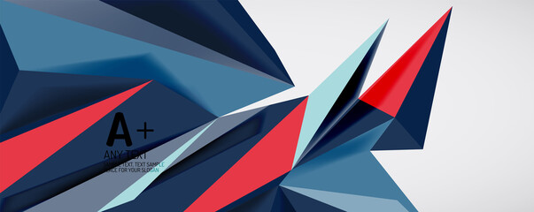 Vector triangle geometric backgrounds. Low poly 3d shape on light backdrop. Vector illustration for covers, banners, flyers and posters and other designs