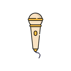 Microphone isolated icon on white background. Vector illustration in flat cartoon design. 