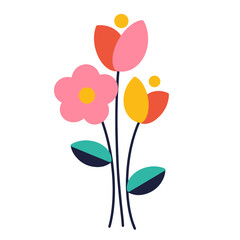 Hello spring postcard. Vector illustration with flowers, bouquet on a white background. Suitable for social media, mobile apps, marketing materials.