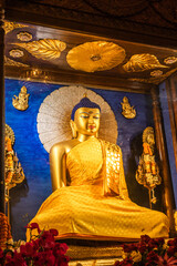 Fototapeta premium Budhha golden statue isolated in details