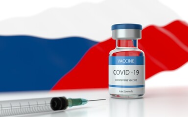 COVID 19 Vaccine approved and launched in Czech Republic. Corona Virus SARS CoV 2, 2021 nCoV vaccine delivery. Czech Republic flag on background and vaccine bottle. 3D illustration 