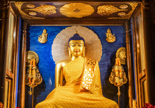 Budhha golden statue isolated in details