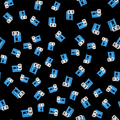 Line Multi factor, two steps authentication icon isolated seamless pattern on black background. Vector.