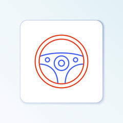 Line Steering wheel icon isolated on white background. Car wheel icon. Colorful outline concept. Vector.