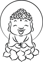 vector cartoon drawing buddha