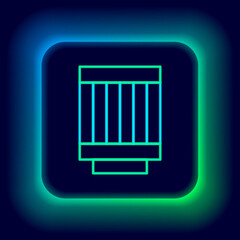 Glowing neon line Car air filter icon isolated on black background. Automobile repair service symbol. Colorful outline concept. Vector.