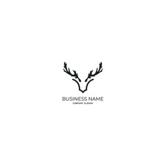 illustration of deer head logo icon design with black colour and white background
