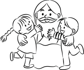 vector drawing cartoon Jesus Christ with love