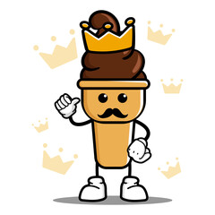 cute king ice cream cartoon mascot character