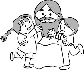 vector drawing cartoon Jesus Christ with love