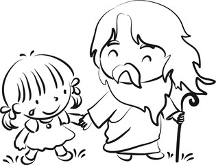 vector drawing cartoon Jesus Christ with love