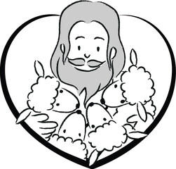 vector drawing cartoon Jesus Christ with love