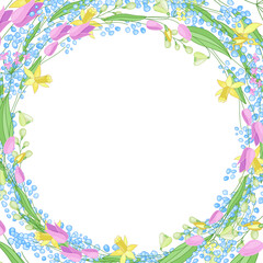 Square greeting card with different floral elements for festive and season design